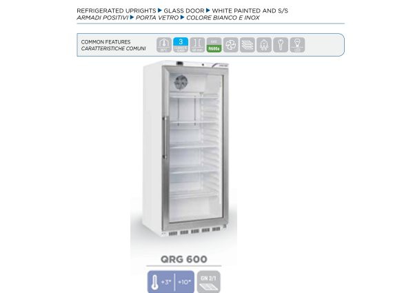 Frigorifero QRG 600 porta a vetri GN 2/1  litri 600, + 3 /+10°.